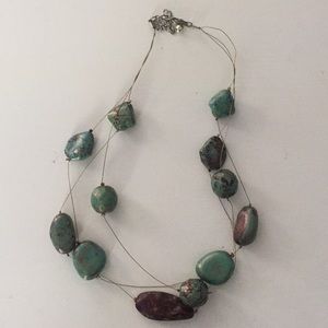 Turquoise and bronze colored stones necklace